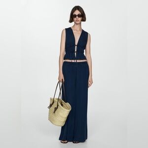 Mango two piece set - Navy Blue vest and elastic pants